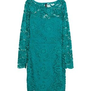 Divided by H&M Teal Bodycon Lace Dress